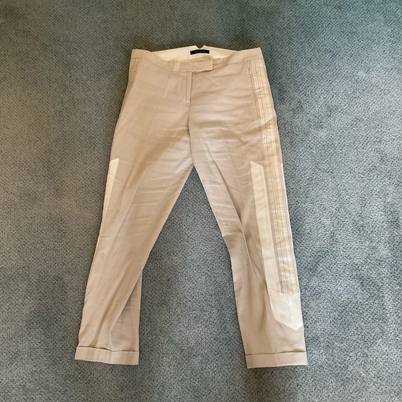 Elie Tahari Beige Pants with Cream and Silver Piping - Picture 1 of 3